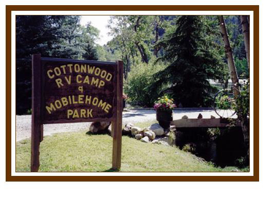 Cottonwood RV Colorado Campground Entrance sign